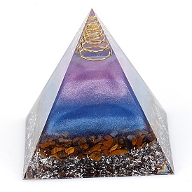 Древо жизни оргонитовая пирамида генераторы энергии из смолы, Рейки натуральные смешанные драгоценные камни внутри для украшения домашнего офиса