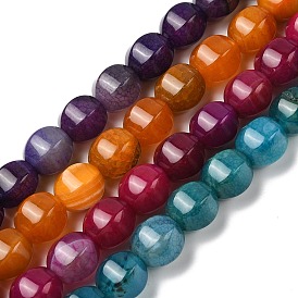 Окрашенные естественный агат бисер пряди, граненые, круглые