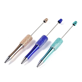 Beadable Pen, Plastic Ball-Point Pen, with Iron Rod & Rhinestone, for DIY Personalized Pen with Jewelry Beads