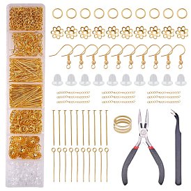 DIY Earrings Making Kits, with Iron Jump Rings & Bead Caps & Chain Extender, Pins, Brass Earring Hooks & Assistant Tool, Plastic Ear Nuts, Needle Nose Pliers and Tweezers
