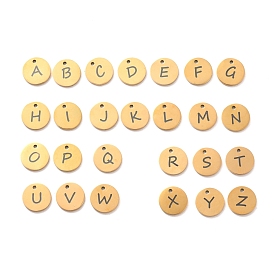 Вакуумное покрытие pvd 304 подвески из нержавеющей стали, лазерная резка, плоский круглый с черной буквой, золотые