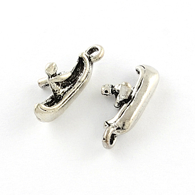 Tibetan Style Zinc Alloy Gondola Pendants, Lead Free & Cadmium Free, Boating, 18.6x7x8mm, Hole: 2mm, about 384pcs/500g