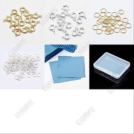 6Pcs 2 Color 925 Sterling Silver Spring Ring Clasps, with 12Pcs Open Jump Rings, with 925 Stamp