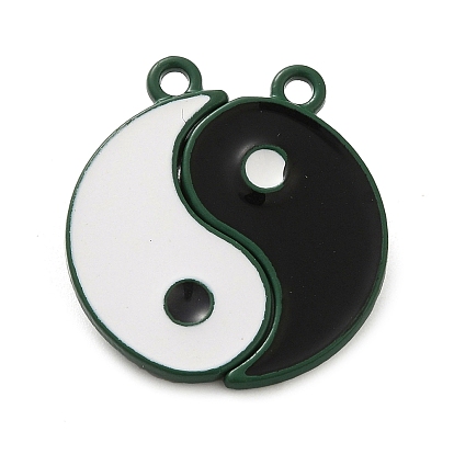 Spray Painted Alloy Enamel Magnetic Clasps, Yin-Yang, White