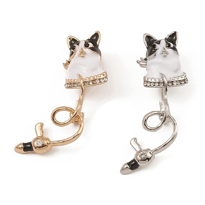 Alloy with Rhinestone Brooch, Cat Enamel Pin