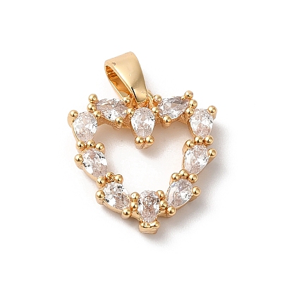 Латунные микропаве прозрачные подвески с фианитом, сердце