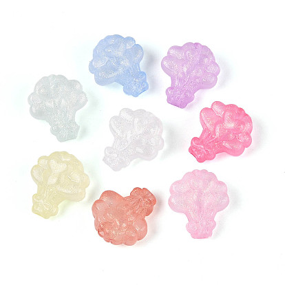 Светящиеся матовые прозрачные акриловые бусины, букет сердца, с блеском порошок, светится в темноте