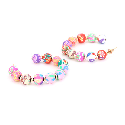 Colorful Round Bead Ear Cuff Earrings - Fashionable, Versatile, Elegant Ear Accessories.