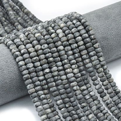 Натуральные нити бус из ларвикита, матовые, рондель