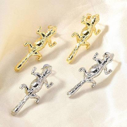 Латунь серьги, геккон