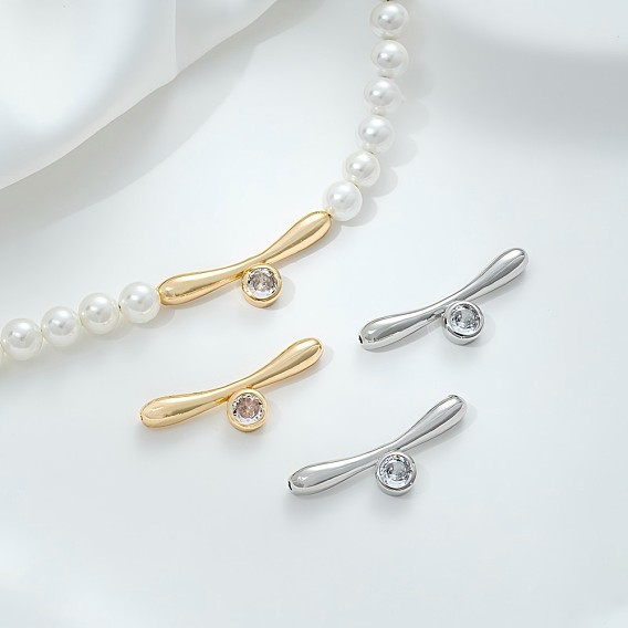 Латунные микропаве прозрачные кубические цирконии застежки-тогглы детали, бар