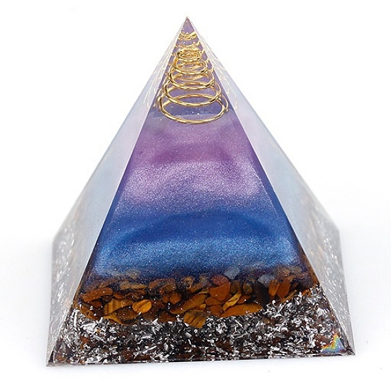 Древо жизни оргонитовая пирамида генераторы энергии из смолы, Рейки натуральные смешанные драгоценные камни внутри для украшения домашнего офиса