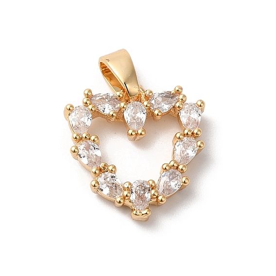 Латунные микропаве прозрачные подвески с фианитом, сердце