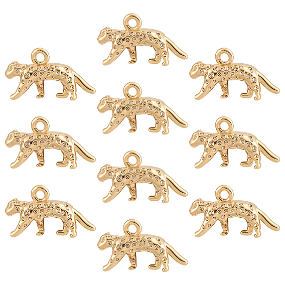 10 шт. латунные подвески с леопардовым принтом, долговечный, без свинца и без кадмия