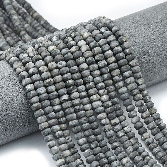 Натуральные нити бус из ларвикита, матовые, рондель