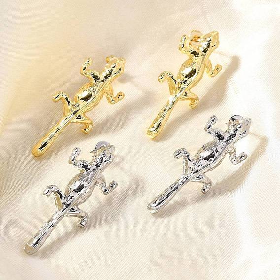 Латунь серьги, геккон