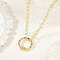 Brass Paperclip Chain Necklaces with Colorful Cubic Zirconia Ring Carabiner Locks for Women
