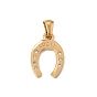 304 pendentifs en acier inoxydable avec strass en cristal, fer à cheval avec le mot porte-bonheur