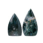 Natural Moss Agate Carved Healing Torch Figurines, Reiki Energy Stone Display Decorations