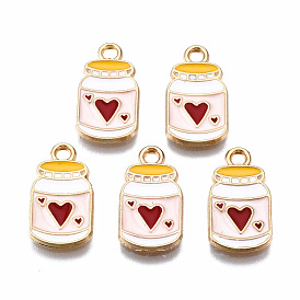 Eco-Friendly Alloy Enamel Pendants, Cadmium Free & Lead Free & Nickel Free, Light Gold, Bottle