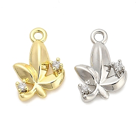 Brass Micro Pave Cubic Zirconia Charms, Flower