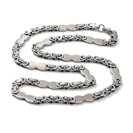 201 Stainless Steel Gourd Byzantine Chain Necklace, with 304 Stainless Steel Clasps