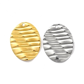 Ion Plating(IP) 201 Stainless Steel Pendants, Oval Charm