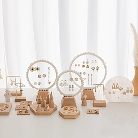 Бамбуковая тарелка для украшений, лоток для хранения колец, , Серьги