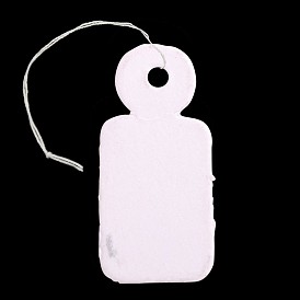 Rectangle Blank Hang tag, Jewelry Display Paper Price Tags, with Cotton Cord, 23x11x0.2mm, Hole: 2mm, 500pcs/bag