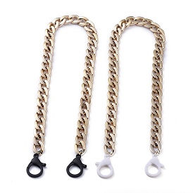 Collares de cadena de bordillo de plástico ccb personalizados, cadenas de gafas, cadenas de bolsos, con cierres de pinza de langosta de plástico, dorado