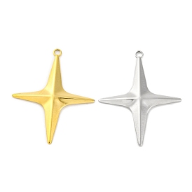 Ion Plating(IP) 304 Stainless Steel Pendants, Star Charm