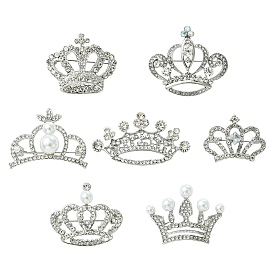 7шт. 7 стили брошь-корона с кристаллами и стразами, украшенная пластиковыми жемчужными бусинами, булавка из сплава для женщин