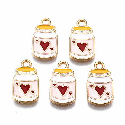 Eco-Friendly Alloy Enamel Pendants, Cadmium Free & Lead Free & Nickel Free, Light Gold, Bottle