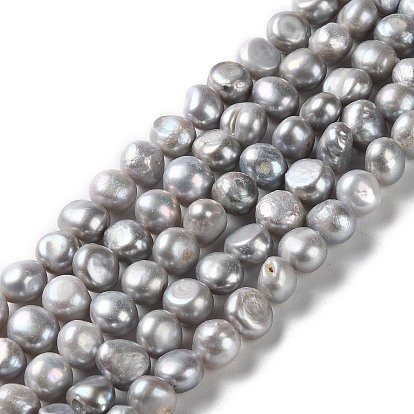 Natural Cultured Freshwater Pearl Beads Strands, Dyed, Two Sides Polished