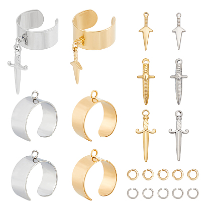 Набор для самостоятельного изготовления кольца-талисмана в виде кинжала, включая компоненты кольца пальца манжеты из нержавеющей стали, 304 & 201 подвески из нержавеющей стали