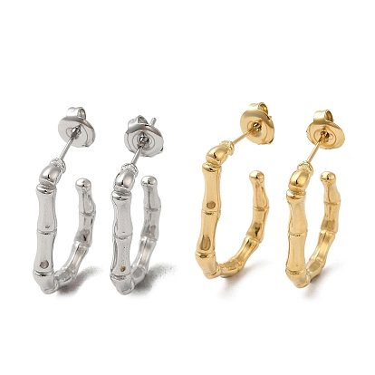 304 серьги-гвоздики из бамбуковой палочки из нержавеющей стали, овальные серьги-полукольца