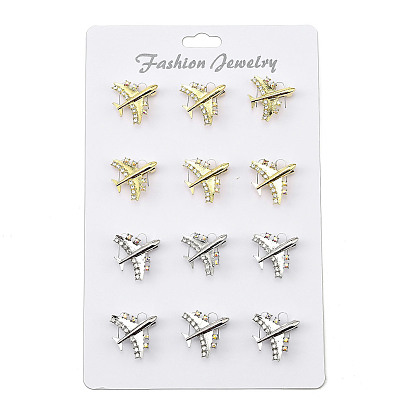 12 шт 2 цвета самолет сплав горный хрусталь бант броши для рюкзака одежда