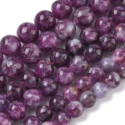 Натуральный лепидолит / пурпурный слюдяный камень бисер пряди, круглые