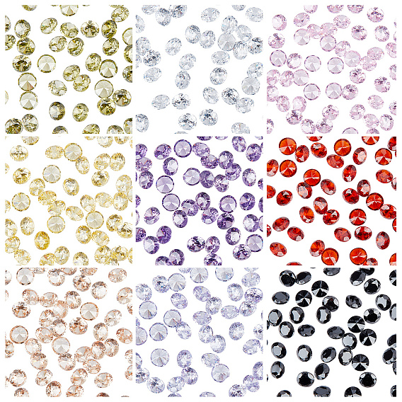 540шт 9 цвета кубический цирконий кабошоны, класс А, граненые, алмаз