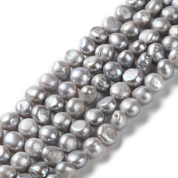 Natural Cultured Freshwater Pearl Beads Strands, Dyed, Two Sides Polished