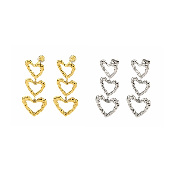 304 серьги-гвоздики из нержавеющей стали для женщин, сердце