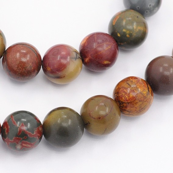 Round Natural Picasso Stone/Picasso Jasper Beads Strands