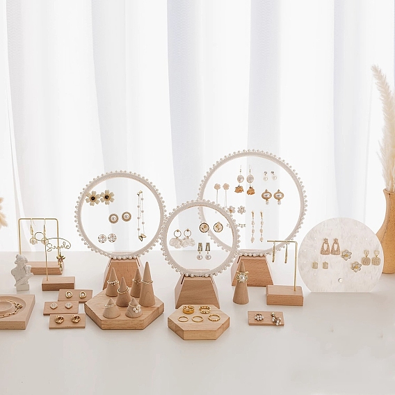 Бамбуковая тарелка для украшений, лоток для хранения колец, , Серьги