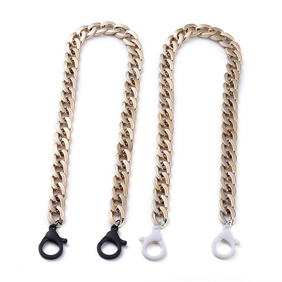 Personalized CCB Plastic Curb Chain Necklaces, Eyeglass Chains, Handbag Chains, with Plastic Lobster Claw Clasps, Golden
