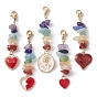 Украшение кулона с драгоценными камнями чакры, с подвеской из легированной эмали в форме сердца/овальной формы и 304 застежками-карабами из нержавеющей стали., украшение на день святого валентина
