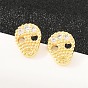 Серьги-гвоздики из латунного микро-паве, череп, долговечный, стойки покрытие, без свинца и без кадмия