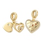 Латунь микропаве прозрачный кубический цирконий европейские подвески с подвесками, Сердцевые серьги с отверстиями, реальный 18 k позолоченный