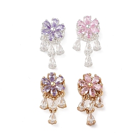 Латунные микро проложить кубического циркония подвески, цветок с подвесками-каплями