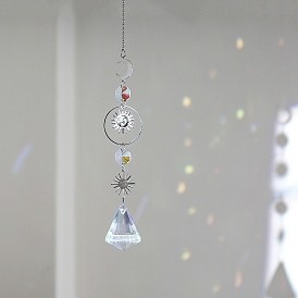 Конусные стеклянные ловцы солнца, лунные подвесные украшения, создатель радуги, для украшения сада и дома