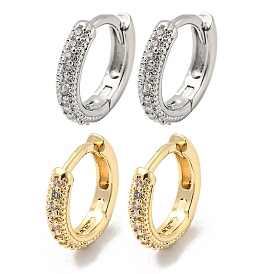 Женские серьги-кольца из латуни с микропаве и прозрачными циркониями